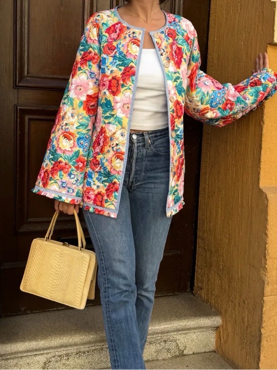 bohme Jackets & Blazers - NWT- Boutique Boho Colorful Floral Quilted Jacket size large